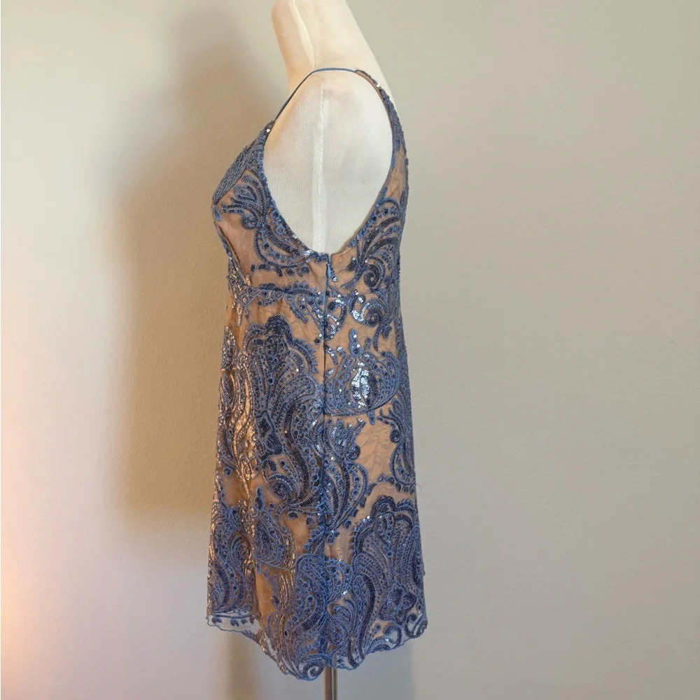 Free People Night Shimmers mini dress blue